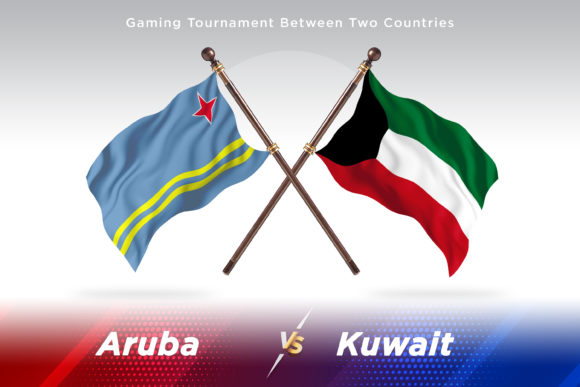 Aruba Versus Kuwait Two Flags: Premium Design Asset