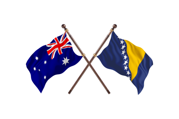 Australia Versus Bosnia Two Flags: High-Quality Flag Illustration