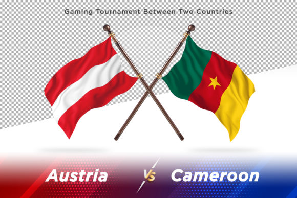 Austria Versus Cameroon Two Flags: Premium Vector Illustration